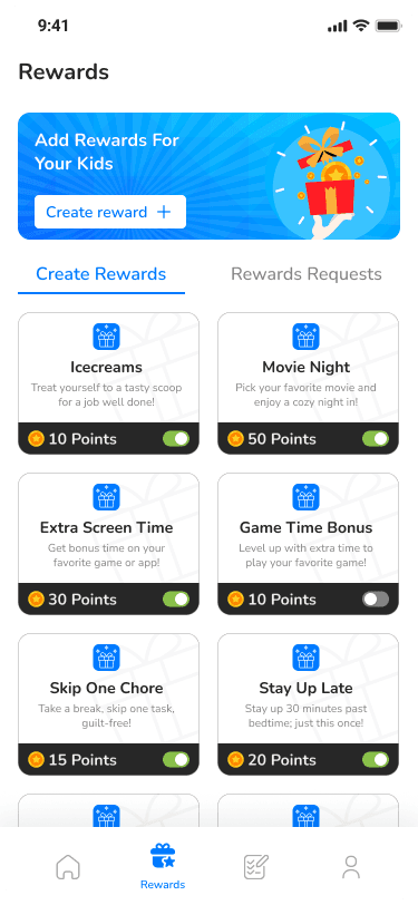 TASK HABS Rewards Screen